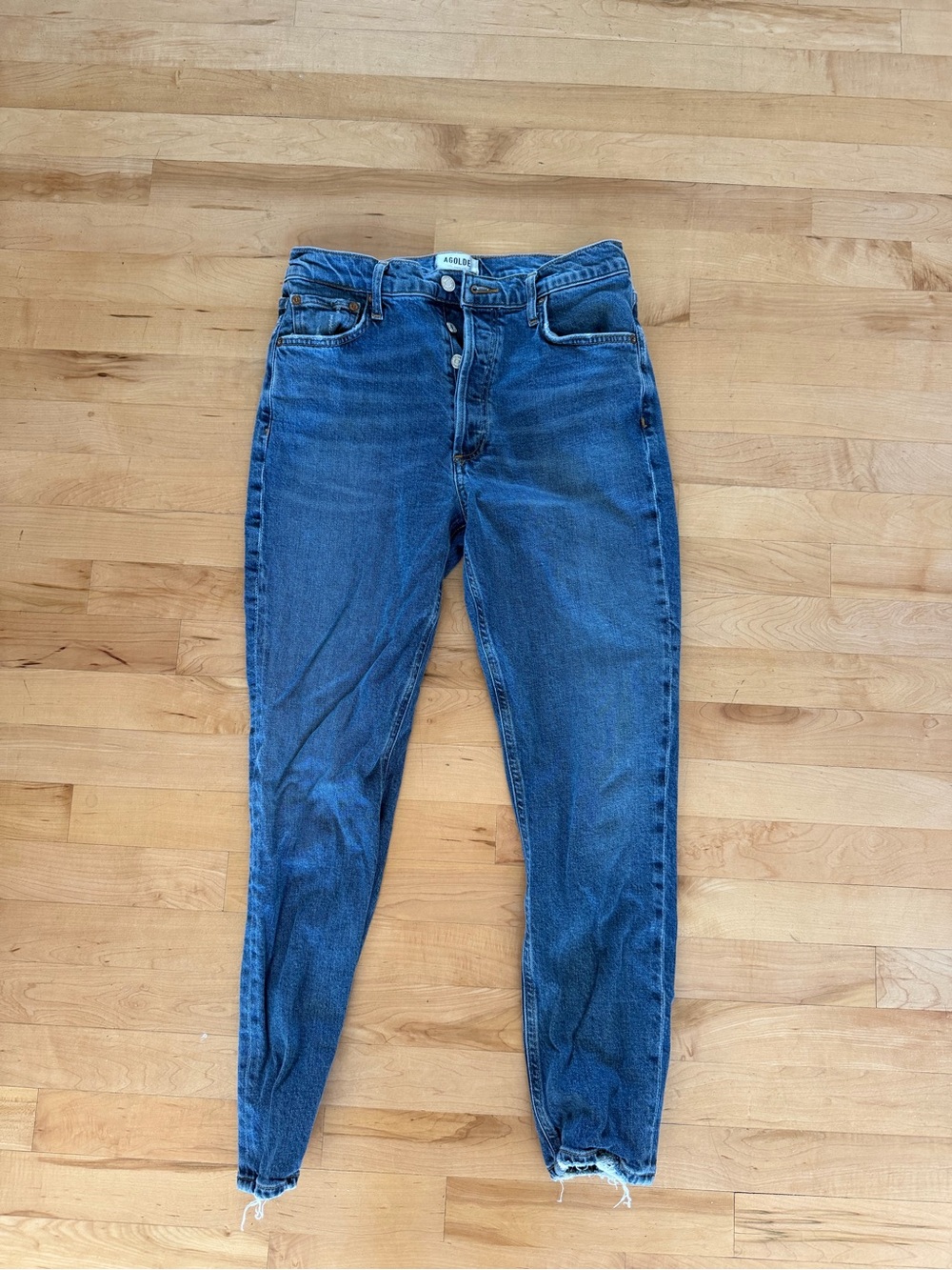 Agolde High Rise Button Up Skinny Jeans